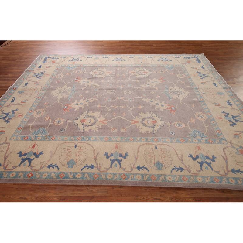 Earth Tone Oushak Oriental Area Rug Handmade Wool Carpet - 8'3" x 9'10"