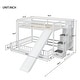 preview thumbnail 4 of 34, Twin Over Full Multifunctional Kids Bunk Bed Frame with Slide, Wooden Loft Bed with Storage Staircase and Guardrails