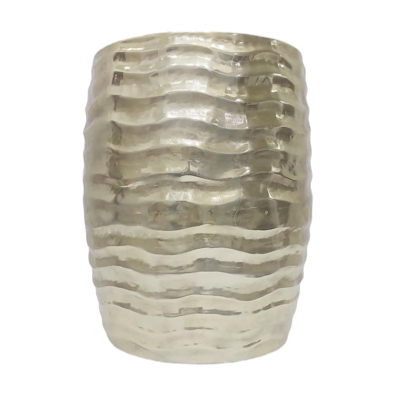 Metal Side Table Wavy Textured Base Narrow End Design - 18" Gold - 15.75" x 15.75" x 18.25"