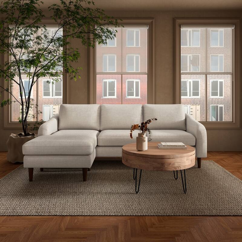 NADAAL STUDIOS Tarian Coffee Table, Round Solid Acacia Wood with Iron Hairpin Legs and Hidden Storage, Natural Finish