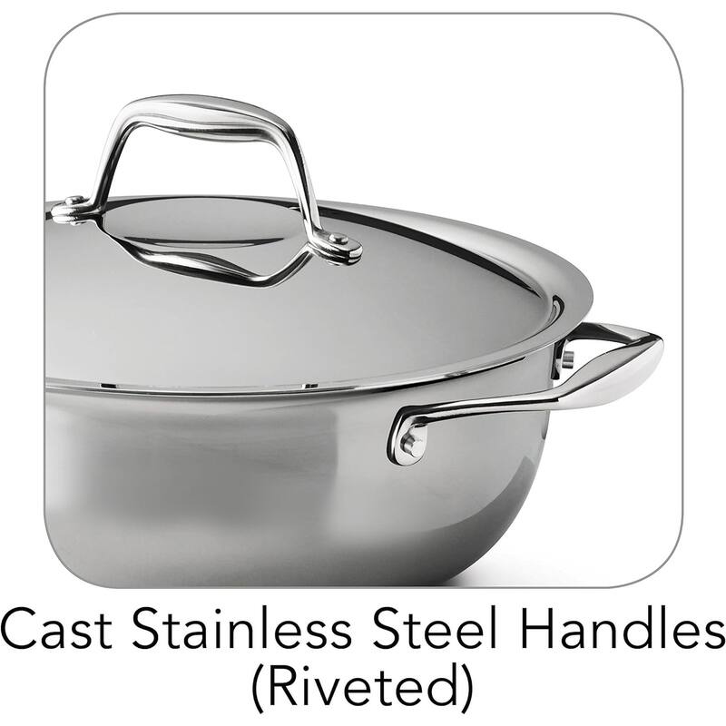 Tramontina 4-Quart Gourmet Stainless Steel Induction-Ready Tri-Ply Clad Covered Universal Pan