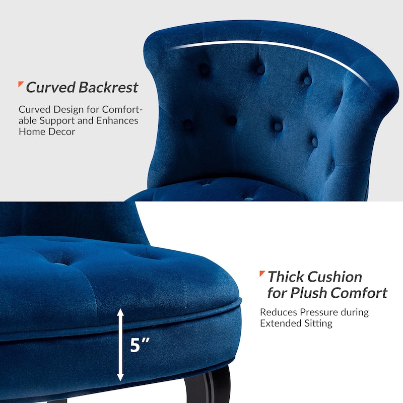 Paolino 25.1" Wide Traditional Velvet Button-tufted Back Stools with Wood Legs by HULALA HOME