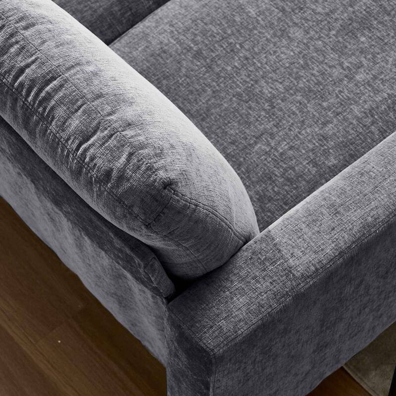 Contemporary Chenille L-Shape Sofa with Storage Chaise for Living Room, Apartment, Office