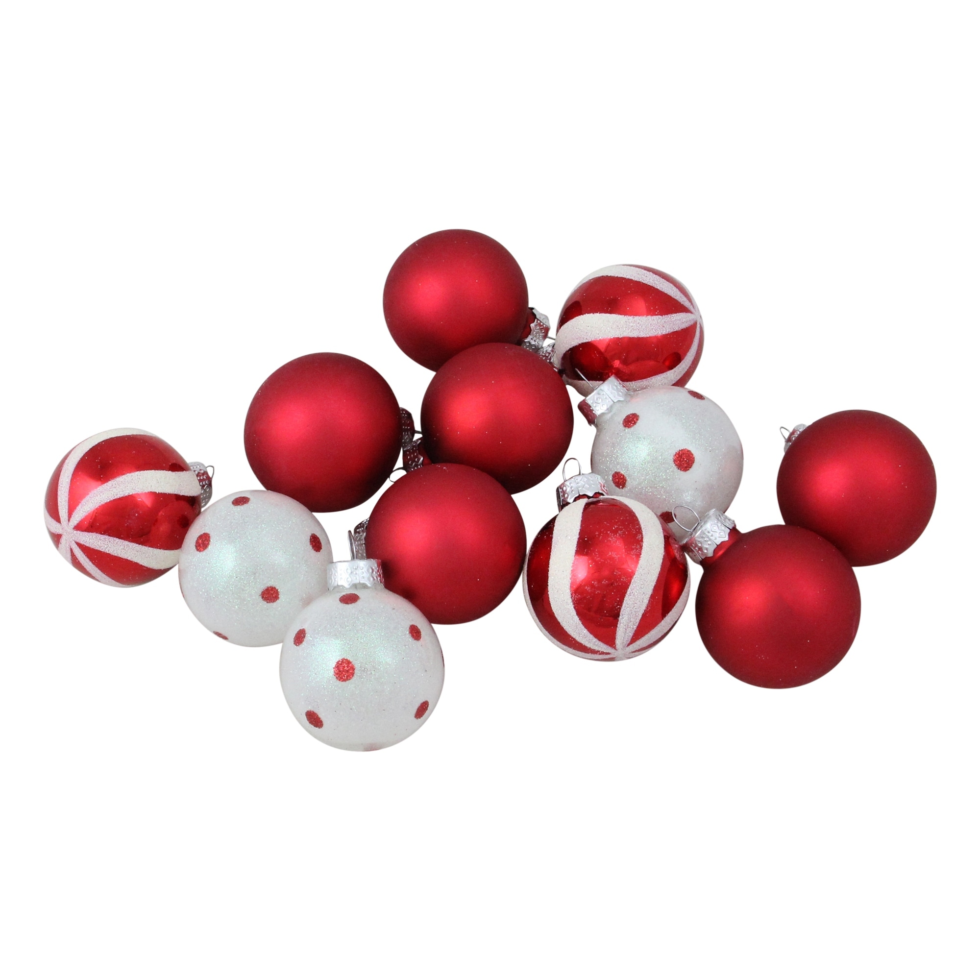 Shop 12ct Red And White Swirl And Polka Dot Glass Ball Christmas