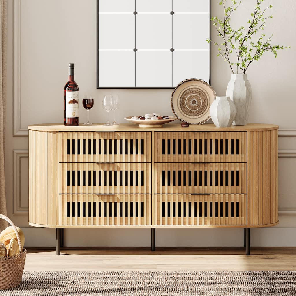 WAMPAT Fluted Dresser for Bedroom with 6 Drawers