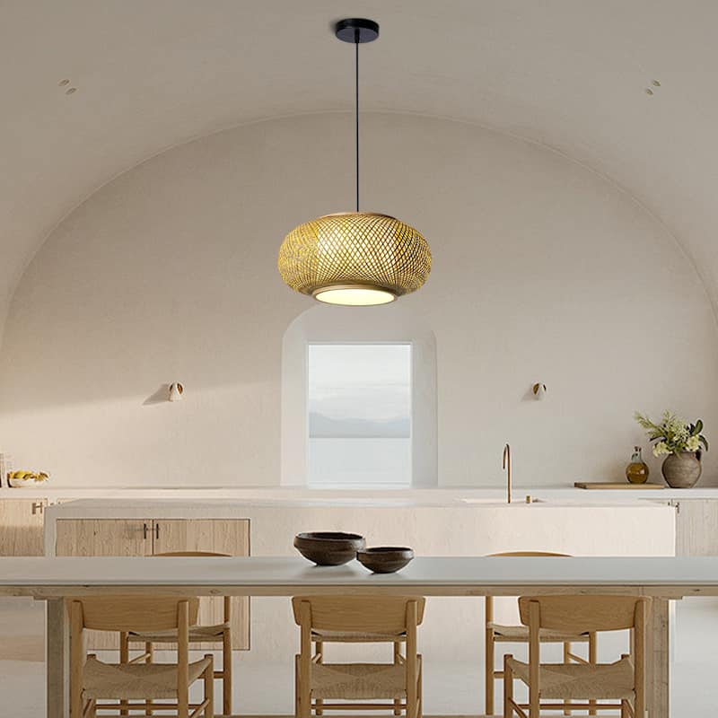 Asian Fusion Hot Pot Bamboo Braid/Woven Lighting/Rattan Natural/Wicker Handmade/Cane ceiling Light