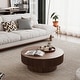 preview thumbnail 45 of 61, Modern Solid Wood Veneered Round Coffee Tea Table with Storage
