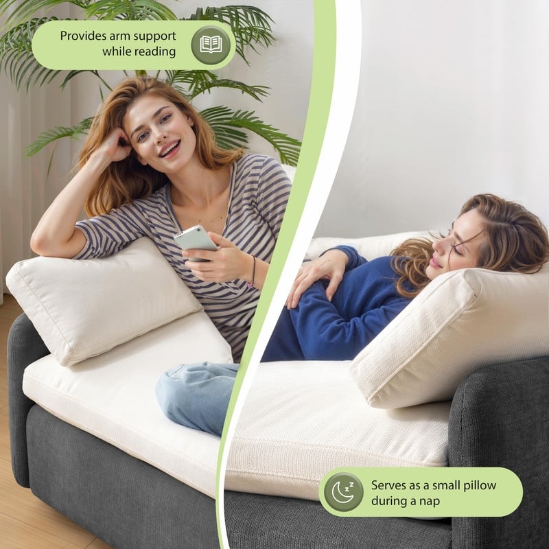 50" Oversized Chenille Accent Chair, Wide Deep Seat Upholstered Armchair with Pillows