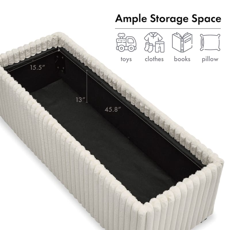 Furniture of America Cyrene 48-inch White Chenille Storage Bench with 2 Tray Tops