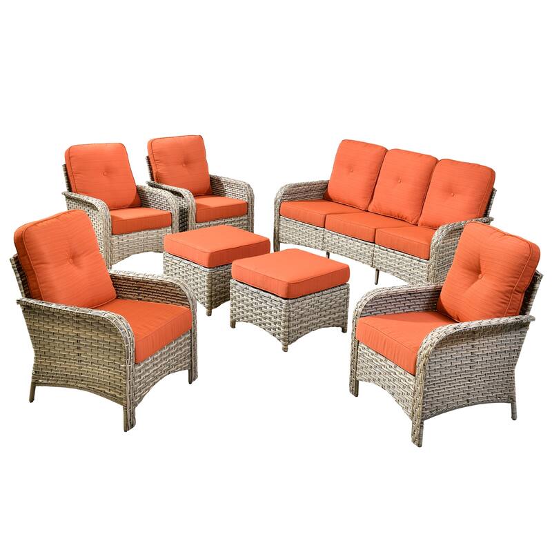 XIZZI 7-Piece Outdoor Patio Furniture Conversation Set with Ottomans