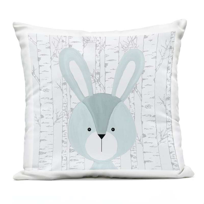 Stupell Woodland Rabbit on Birch Printed Outdoor Throw Pillow Design by Kim Allen - Accent - Polyester - Blue - Single