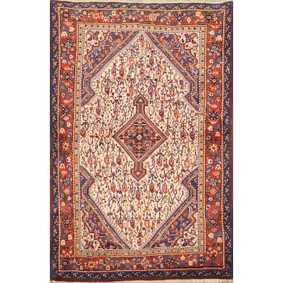 Vintage Vegetable Dye Tribal Bakhtiari Persian Area Rug Wool Handmade - 3'7" x 5'7"