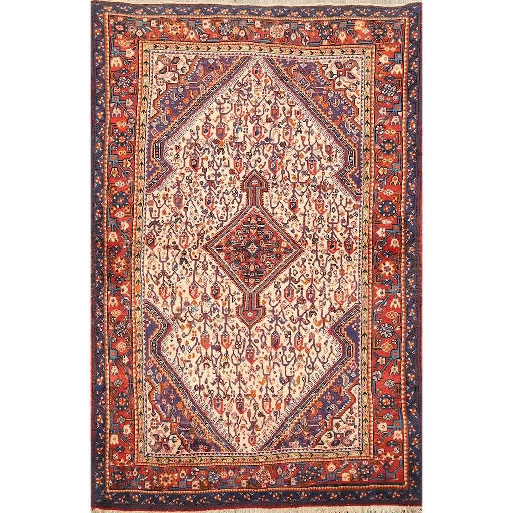Vintage Vegetable Dye Tribal Bakhtiari Persian Area Rug Wool Handmade - 3'7" x 5'7"