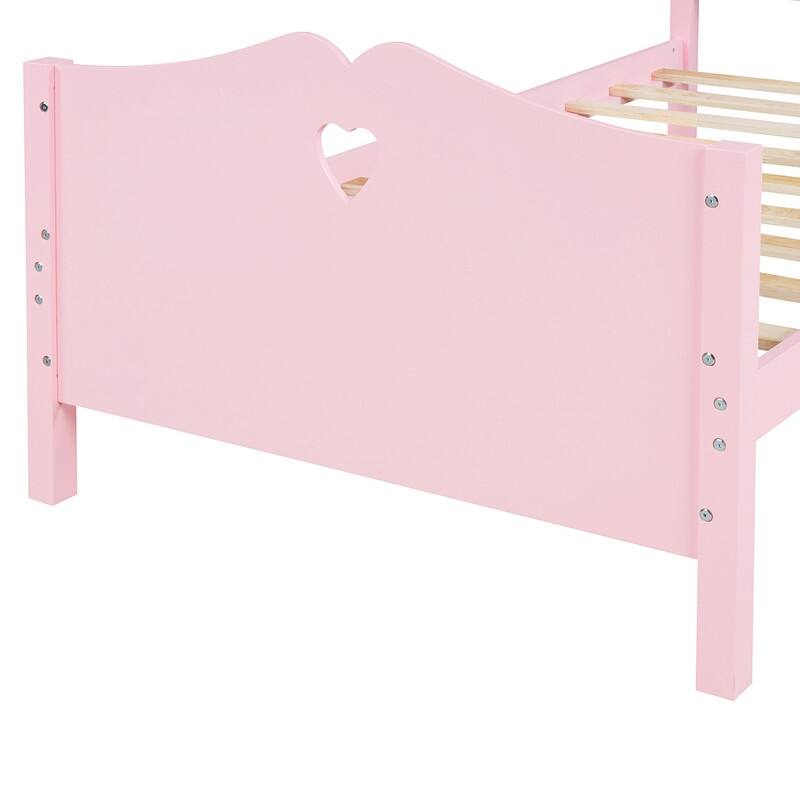 80" Frame Twin Platform Bed with Heart Shaped Headboard and Footboard Simple and Cute