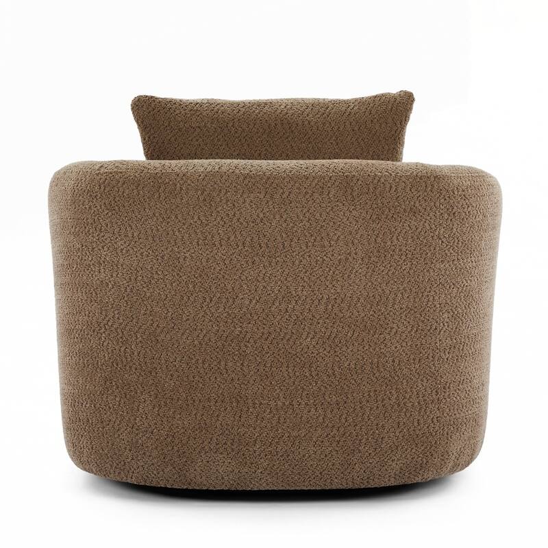 Upholstered Swivel Barrel Sofa Chair with a Throw Pillow
