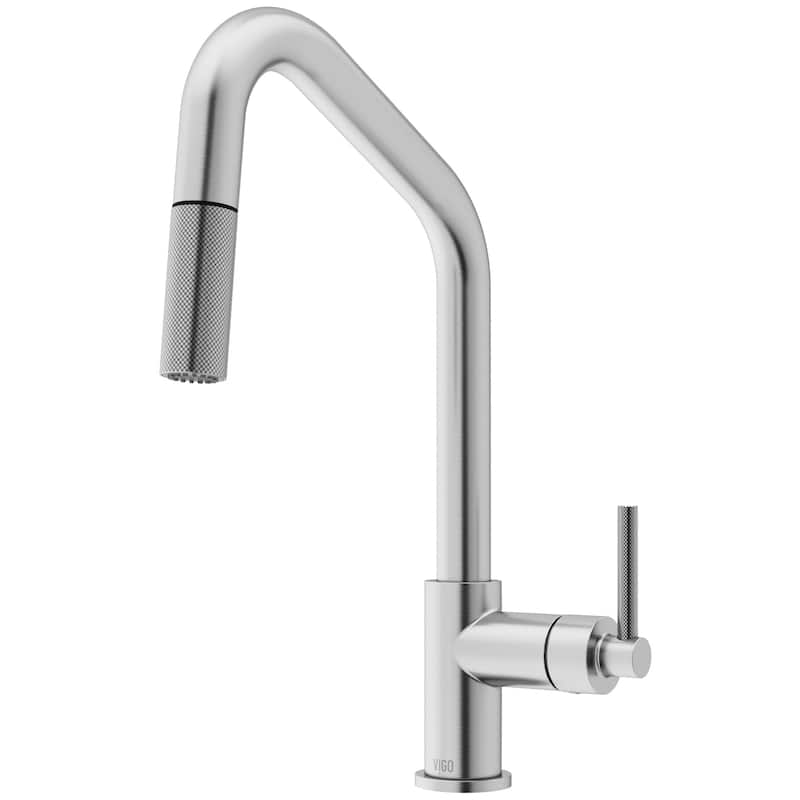 VIGO Utopia 14" H Single Handle Pull-Down Sprayer Kitchen Bar Faucet - Stainless Steel