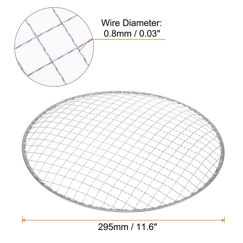 5pcs Round BBQ Grill Net 11.6"x0.9" Galvanized Iron Barbecue Mesh Mat for Baking - Silver