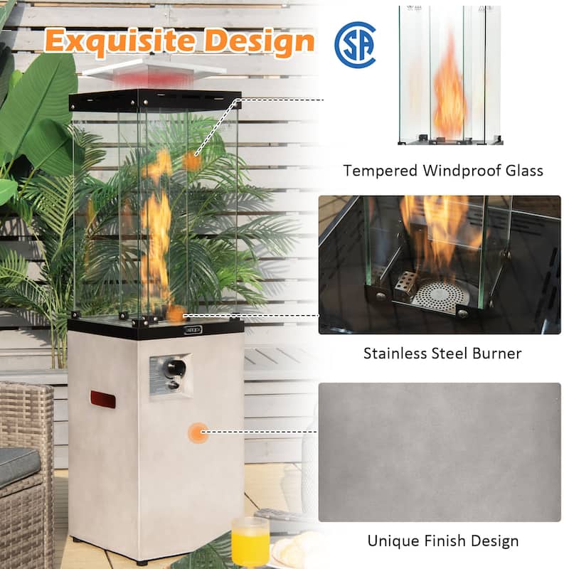 41 000 BTU Propane Patio Heater with Metal Hood - 15.5" x 15.5" x 62" (L x W x H)