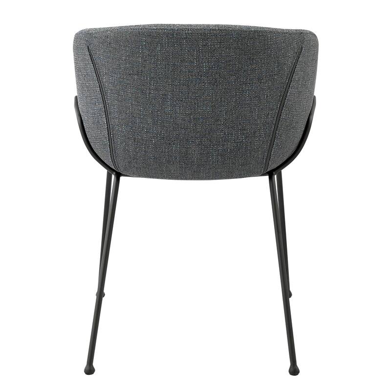 Zach Armchair in Black Leatherette with Matte Black Legs - Set of 2