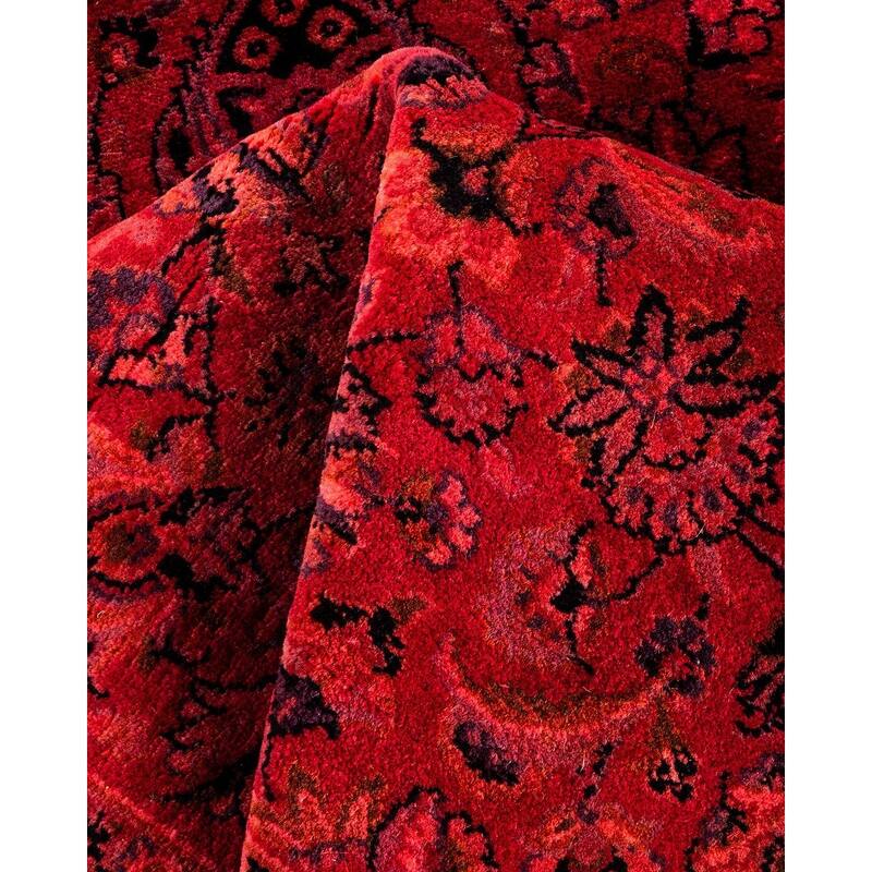 Overton Hand Knotted Wool Vintage Inspired Modern Contemporary Overdyed Pink Runner Rug - 2' 8" x 4' 2"