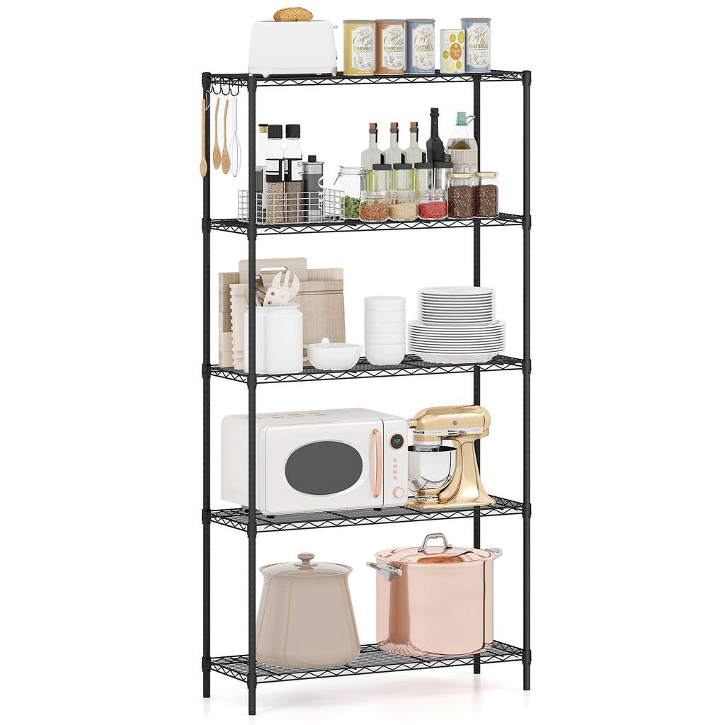Gymax 5-Tier Metal Storage Shelving Unit w/V-Shaped Wire Rack for Home