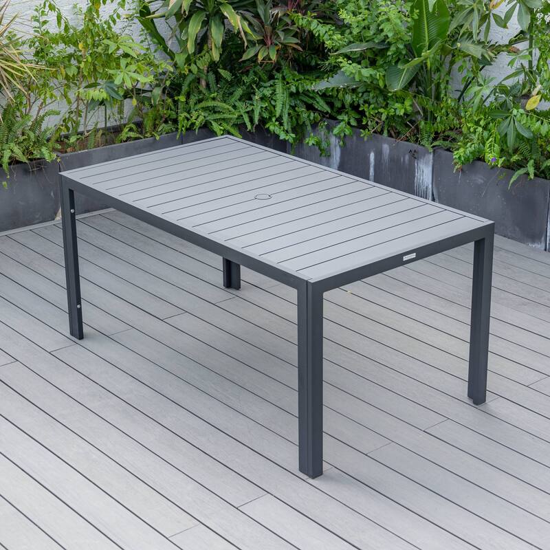 7-Piece Outdoor Dining Set in Black Aluminum Chelsea Series by LeisureMod