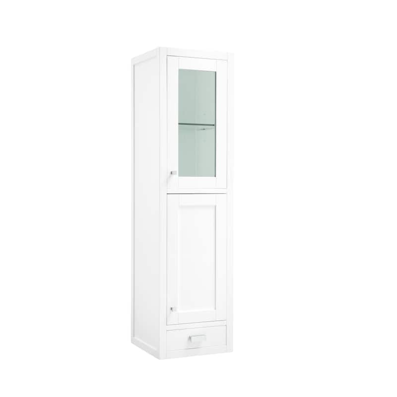 James Martin Vanities Addison 15" Grand Tower Hutch, Glossy White - Glossy White - Right