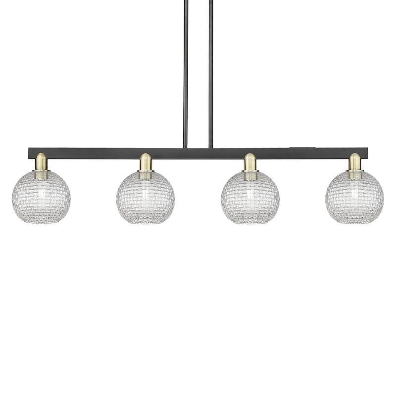 Innovations Lighting 716-4I-11-51 Athens Linear Athens 4 Light 51" - Black Antique Brass / Clear Basketweave