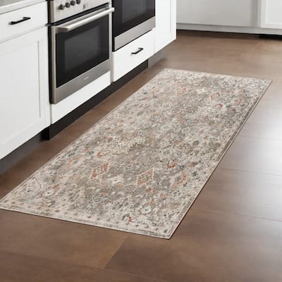 HomeRoots Medallion Transitional Runner Area Rug - 94.00 in. x 30.00 in. x 0.30 in.