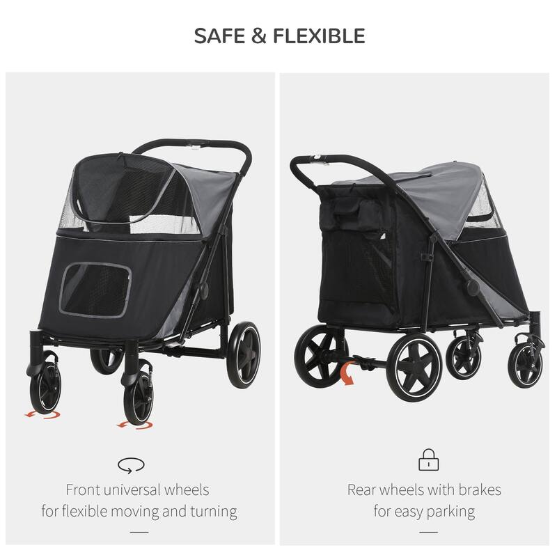 One-Click Foldable Doggy Stroller - Gray