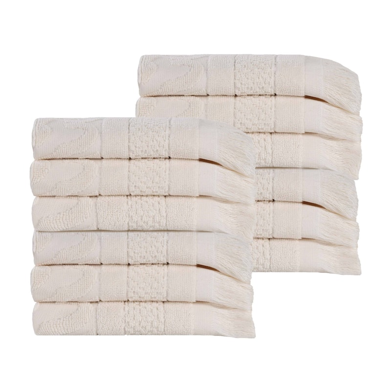 Superior Rolla Cotton Geometric Jacquard Face Towel Washcloth Set of 12