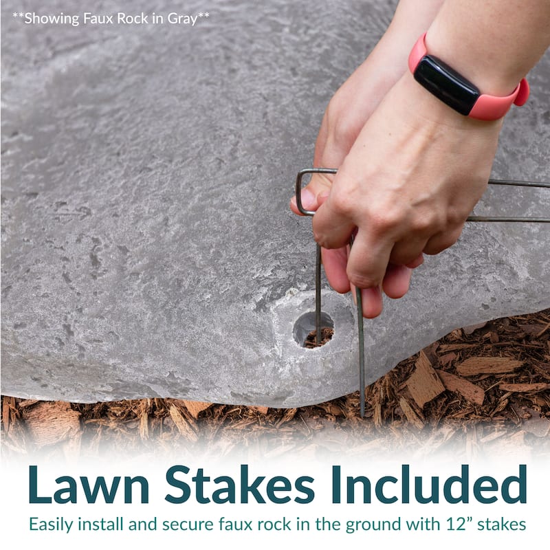 Sunnydaze Flat-Top Artificial Landscape Rock Cover with Stakes