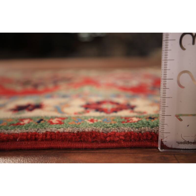 Red Kazak Foyer Rug Handmade Oriental Geometric Wool Carpet - 2'0" x 3'0"
