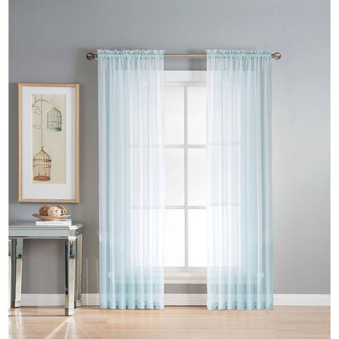 Window Elements Diamond Sheer Voile 56 Inch Wide. Rod Pocket Curtain Panel