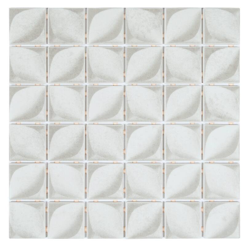 Lucenza 12x12 in. Matte Recycled Glass Petal Mosaic Wall and Floor Tile (10.6 sq ft/case, 10-Pack) - Misty Gray