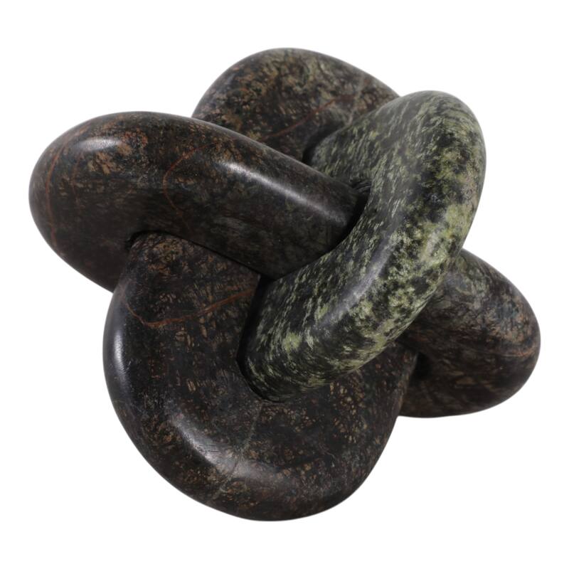 Stone Marble Modern Sculptural Decorative Object Interlocking Design - 6" x 6" x 6"