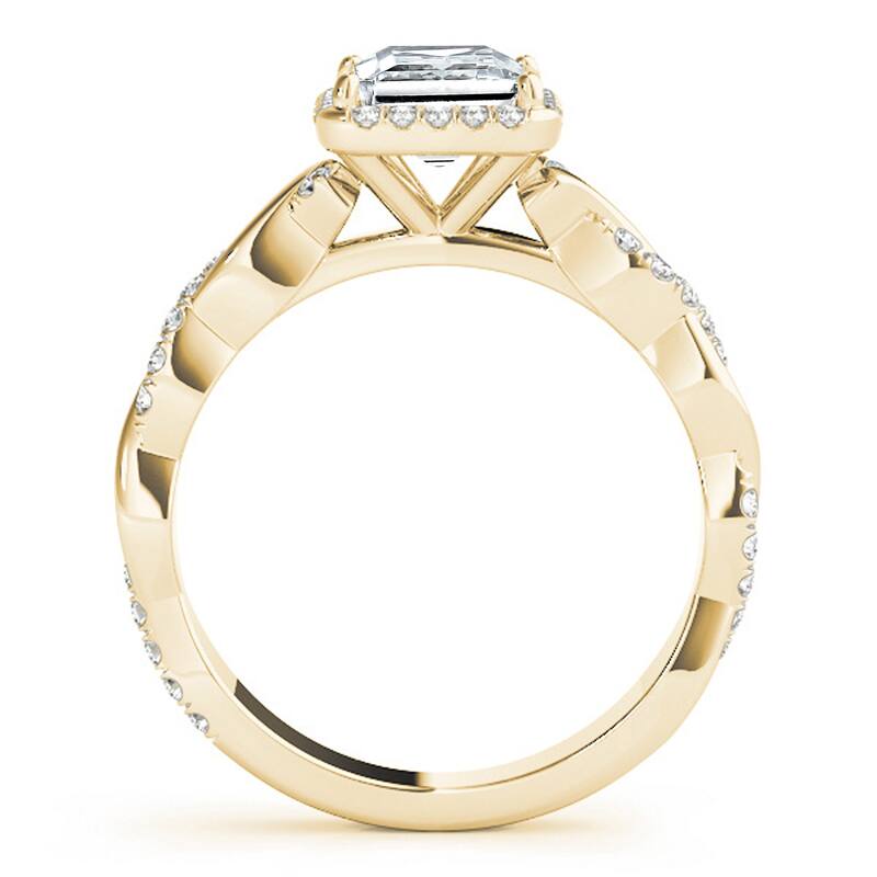 Auriya 14k Yellow Gold Lab Grown Princess Diamond Halo Engagement Ring 0.50 to 5.00 ct. tw. (F-G VS)