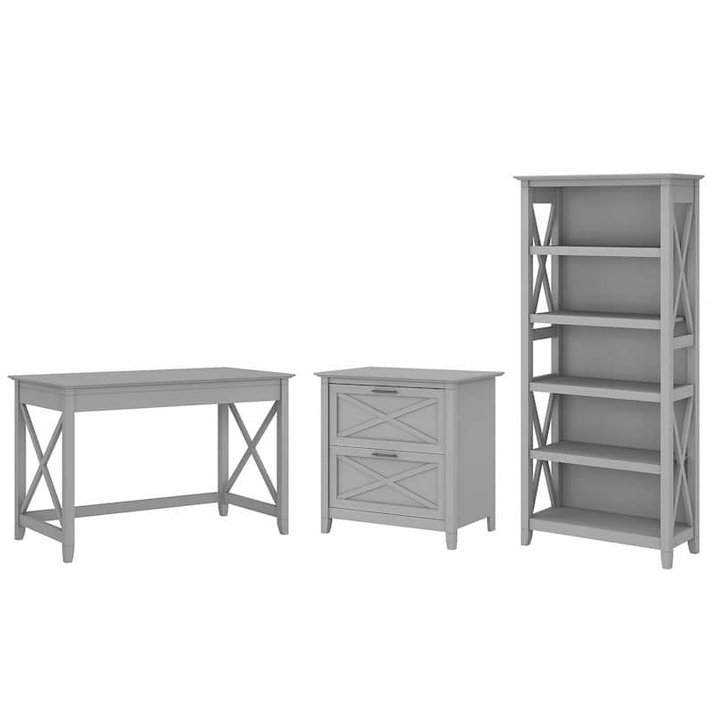 Key West 48W Writing Desk with Cabinet and Bookcase by Bush Furniture