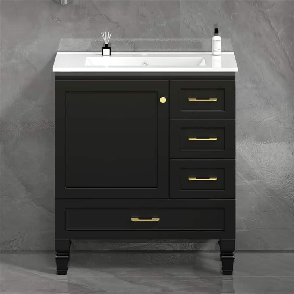 30" Bathroom Vanity Abundant Storage Cabinet -1 Soft Close Doors and 3 Drawer