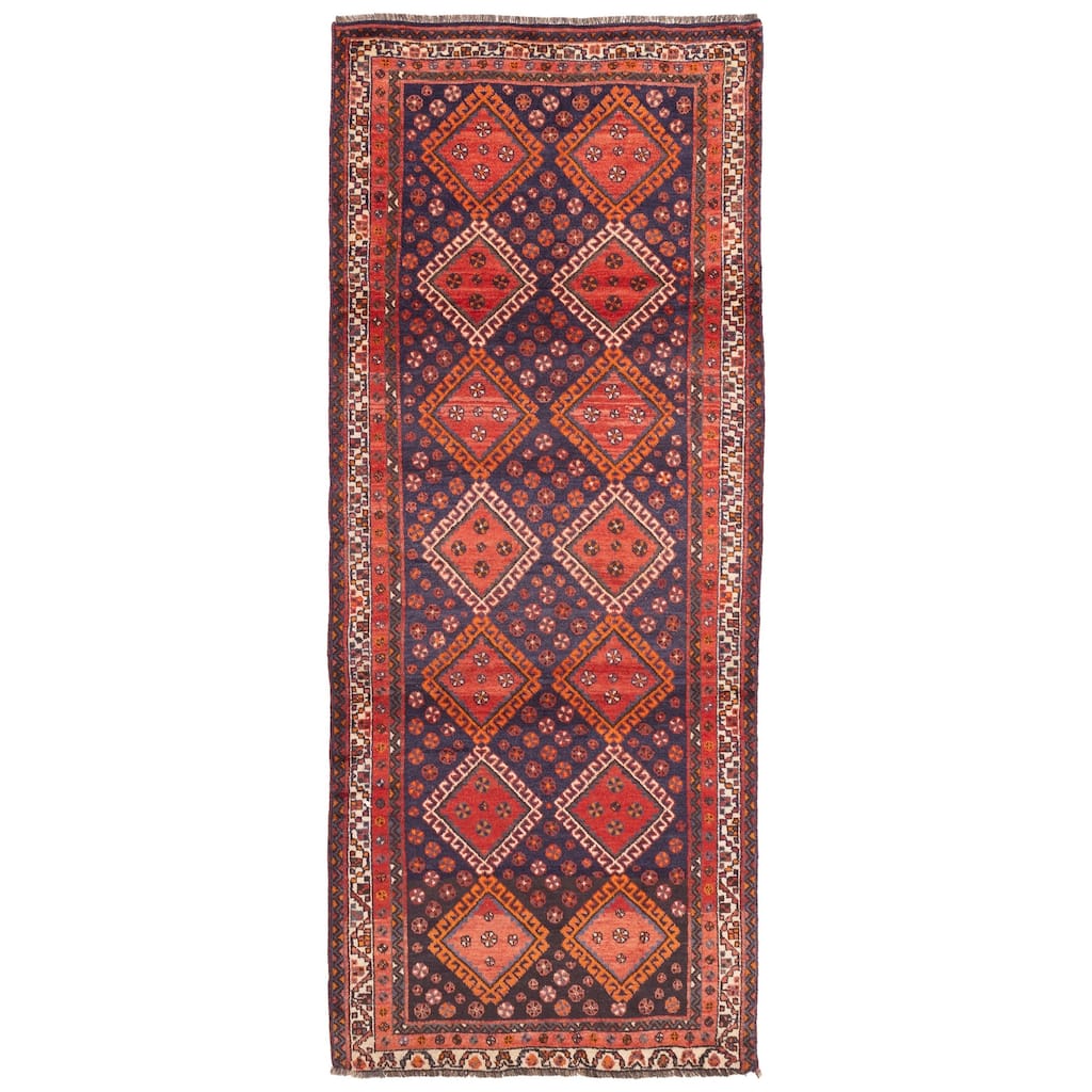 ECARPETGALLERY Hand-knotted Melis Vintage Dark Navy, Red Wool Rug - 4'5 x 10'8