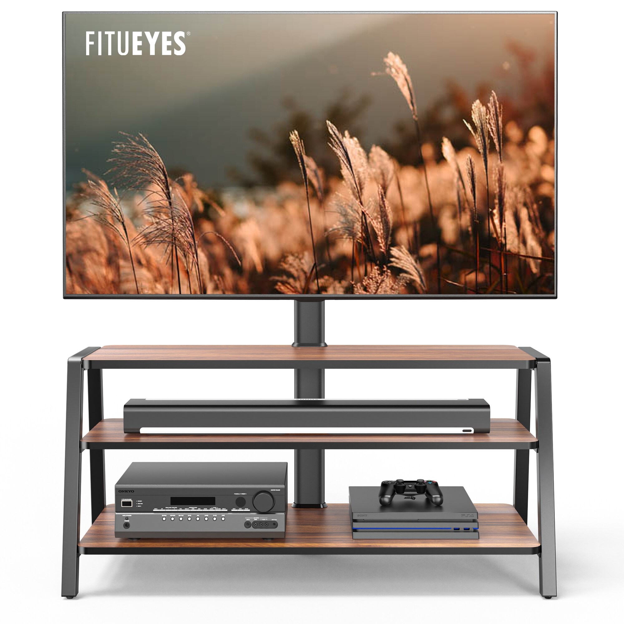 FITUEYES 3-Tier Floor TV Stand with Mount for 37-70 Inch TVs