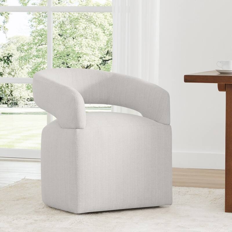 Spruce & Spring Parker Modern Mobile Dining Chair with Casters & Open Back - Single - Linen