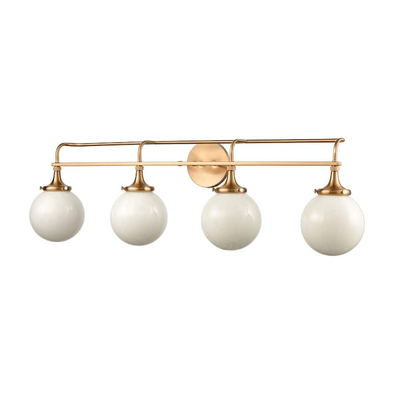 Elk Home Beverly Hills Satin Brass With White Glass 4 Light Vanity