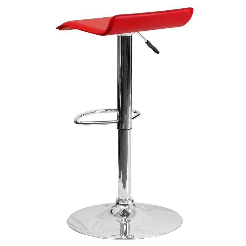 2 Pack Contemporary Vinyl Adjustable Height Barstool with Solid Wave Seat - 15"W x 15"D x 25.5" - 34"H