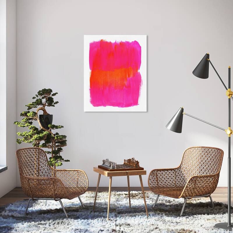 Wynwood Studio Canvas Abstract Peach n Strawberries Pink and Hot Pink Modern & Contemporary Wall Art Canvas Print - 36 x 30