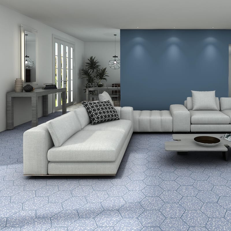 Merola Tile Venice Hex Sky 8-5/8" x 9-7/8" Porcelain Floor and Wall Tile