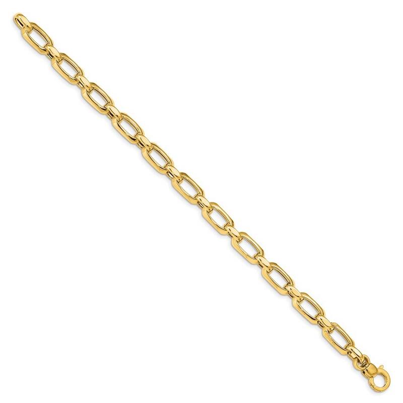 Curata 6.9mm 14k Gold Polished and Textured Bracelet 7.75 Inch
