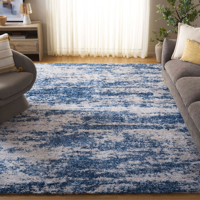 SAFAVIEH Berber Shag Tikvah Modern 1.2-inch Thick Rug - 11' x 15' - Beige/Blue