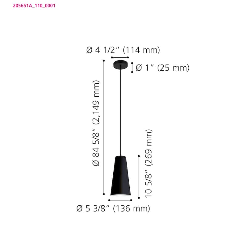 Pratella - 1-Light Mini Pendant - Structured Black Finish - Structured Black Shade