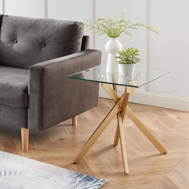 Glass Top Coffee Table End Table Console Table for Living Room 3pcs/set